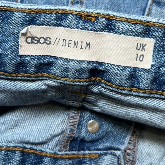 ASOS Womens Size 6 Denim Mini Skirt Blue Jean Raw Hem Casual Summer Festival - Picture 4 of 13